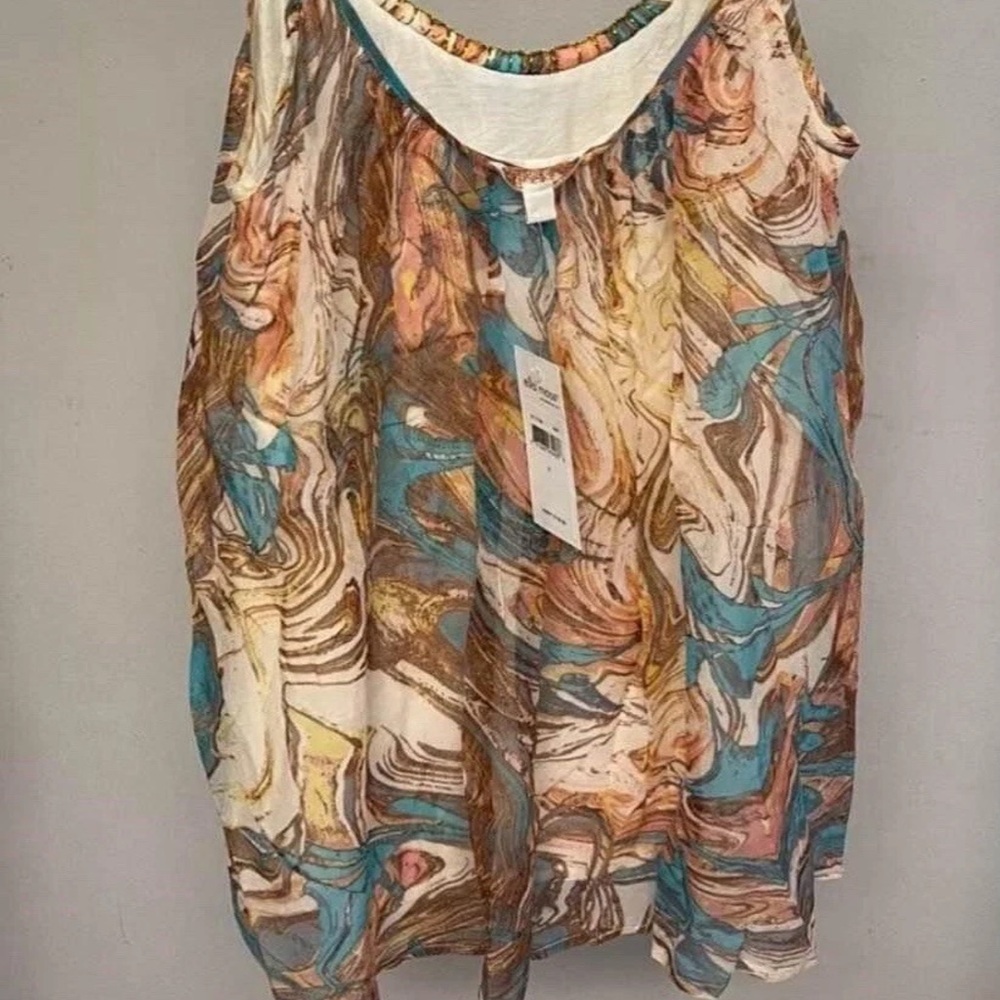 Ella Moss Ny Multicolor Stripe Flounce Top, Braid… - image 2